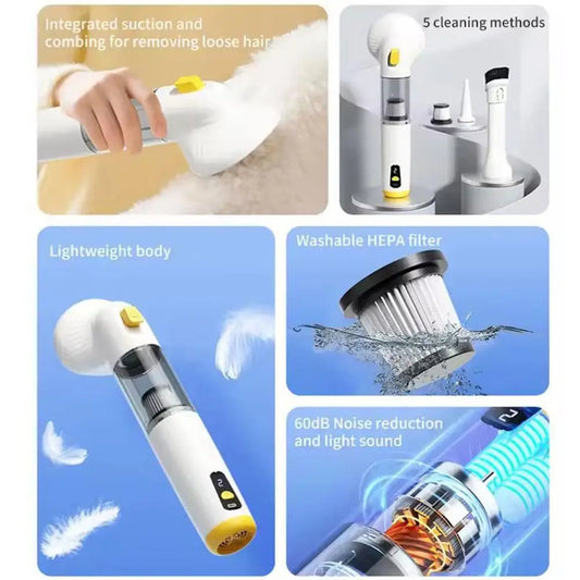 5 In 1 Pet Grooming Vacuum Cordless Dog Hair Clipper Shaver Quiet Cat Shedding Brush Cleaner Type C Charge Suction